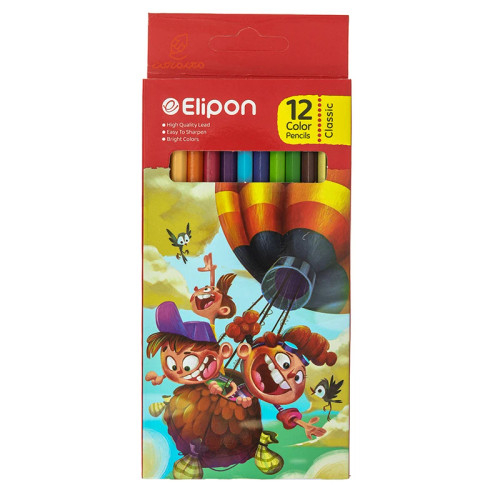 مدادرنگی ۱۲ رنگ مقوایی الیپون Elipon